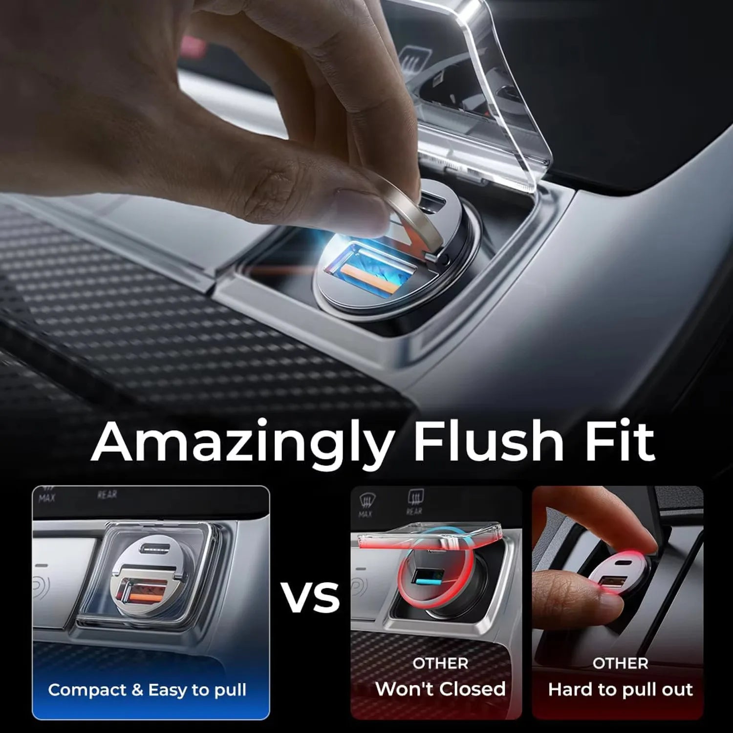 100W/200W QC3.0 PD Mini Car Charger 12-24V Lighter Fast Charging Car USB Type C Charger for Xiaomi Samsung Huawei iPhone Power