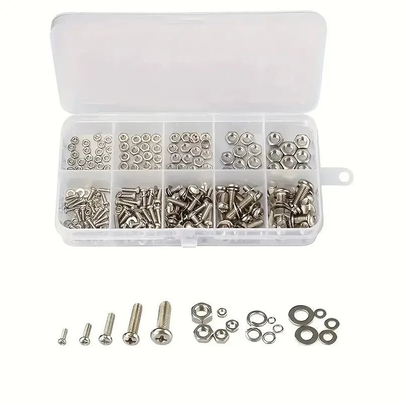 320pcs Premium Stainless Steel Screw and Nut Assortment Kit - Corrosion-Resistant, Snap-in Nuts, M2 to M5 Sizes - Ideal for DIY,